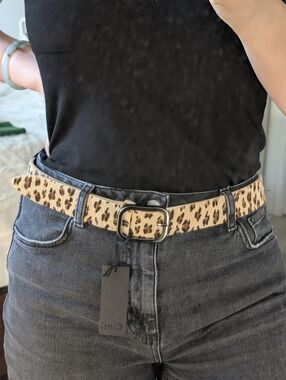 Leopard Print Leather Belt